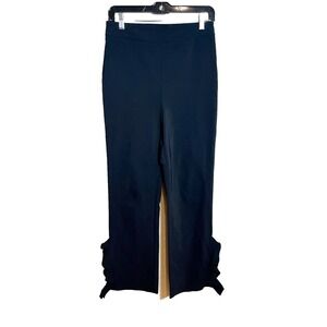 Opening Ceremony Cropped Pants Womens Size 8 Black Ruffle Hem High Rise USA